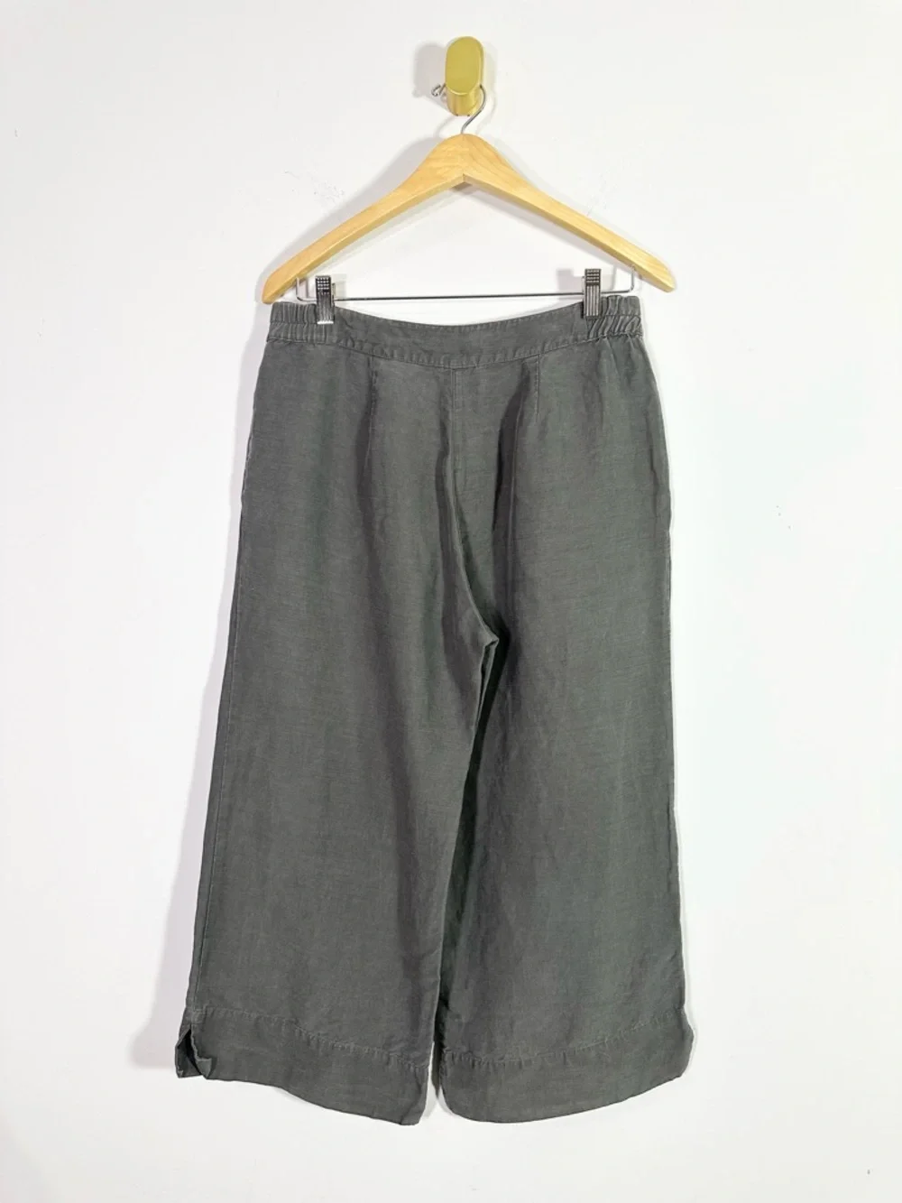 Stella Carakasi Gray Hemp Blend Cropped Wide Leg High Rise Pants